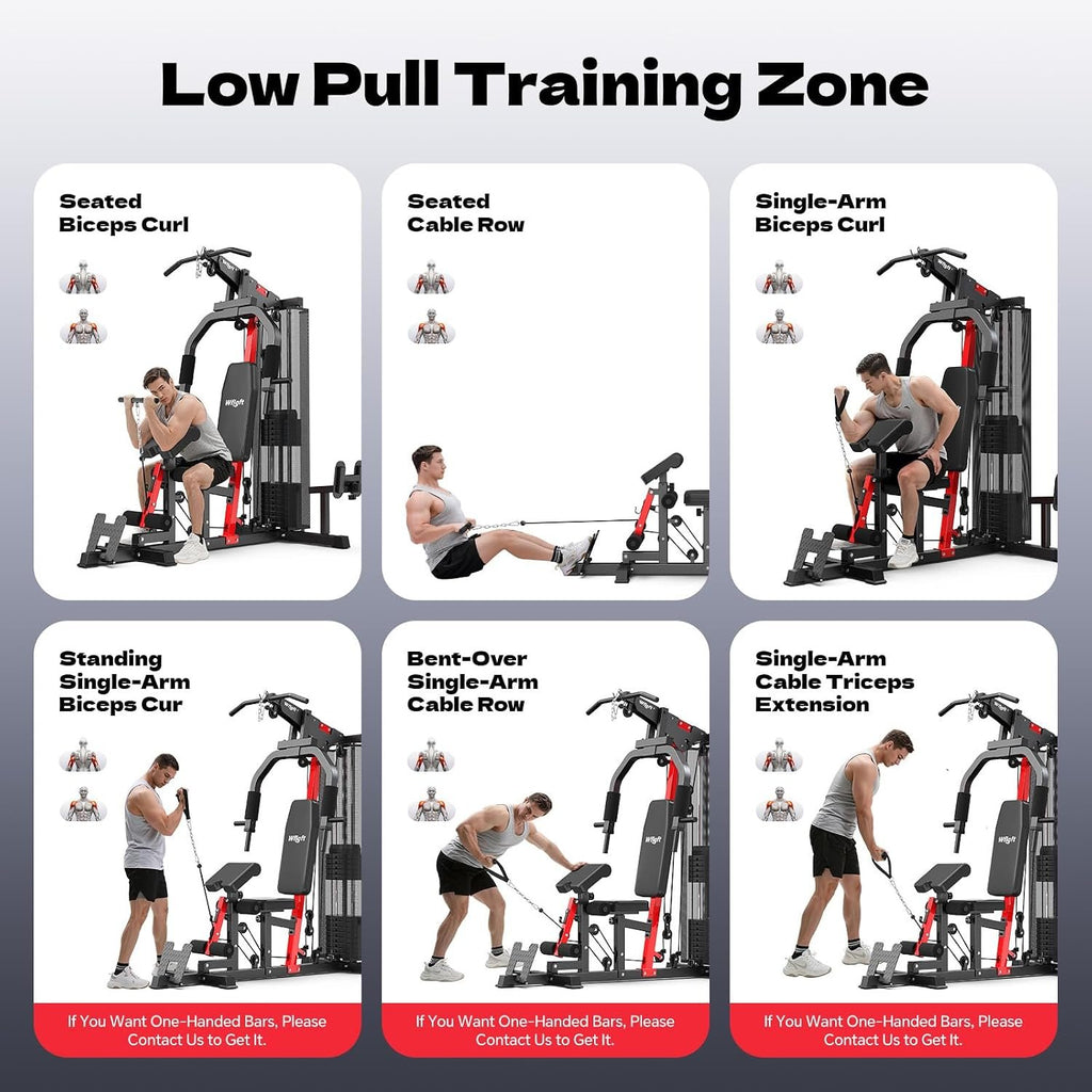 Home Gym Workout Equipment 148 LB Weight Stack, Full Body Workout Machine for LAT Pulldown, Chest Press, Leg Extension & Strength Training, Multi Function Fitness Equipment
