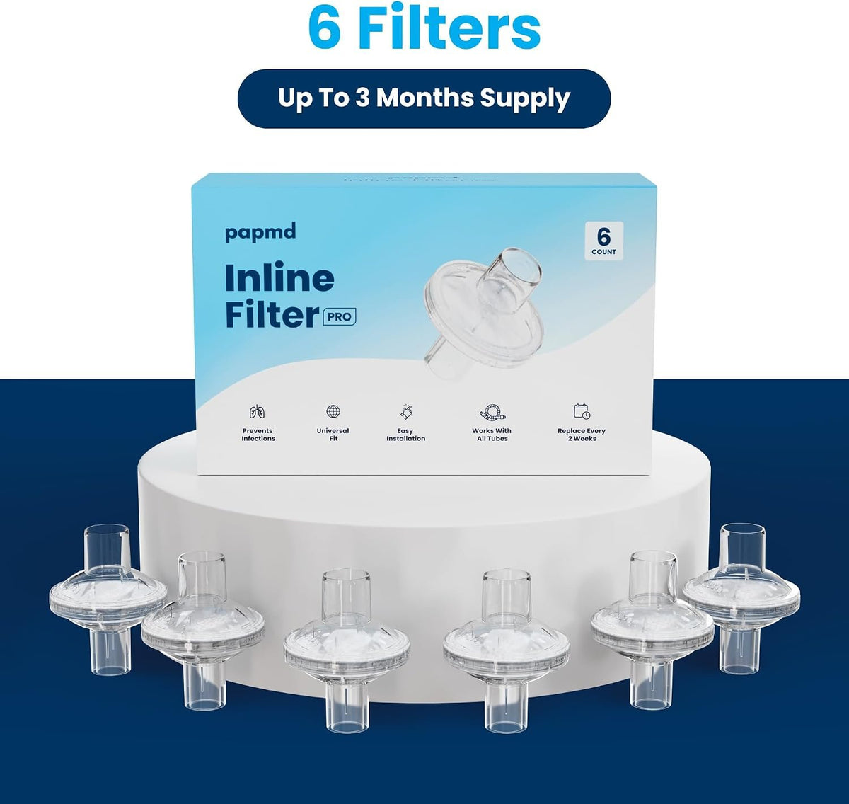 PAPMD CPAP Filters PRO, High-Efficiency, 6-Pack, 3-Month Supply