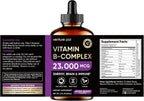 Vitamin B Complex 23000mcg - Methyl B12| B9 Folic|B7 Biotin,B1,B2,B3,B5,B6, | Vitamin B Complex Liquid Drops for Men & Women with Vitamin C, Choline & Inositol for Energy, Immune & Brain Support - 2Oz