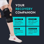CUREWRAP Adjustable NEOPRENE HINGED KNEE BRACE UNIVERSAL SIZE (14.8" 24.4") for Men & Women| Knee Support Pain Relief, ACL, Meniscus, Ligament Tear, Arthritis, Post-Surgery, Injury & Sports Recovery | 12.5 INCH Long Knee Stabilizers