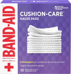 BAND-AID Brand Cushion-Care Gauze Pads, Medium Size, 3 in x 3 in, 10 Count