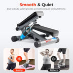 Sunny Health & Fitness Mini Stair Stepper w/Resistance Bands for Home Gym | Full Body Cardio, Adjustable Step Height, Hydraulic Resistance, LCD Meter, No Assembly, 300 lb Capacity, SunnyFit App