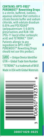 OPTI-FREE Puremoist Contact Lens Rewetting Drops, 12 mL
