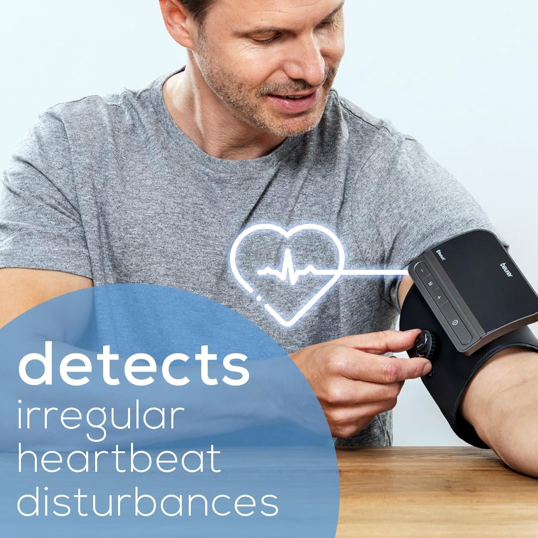 Beurer BM81 easyLock Automatic Upper Arm Blood Pressure Monitor, Smart Cuff Without Cables for Fast Measurement, Bluetooth, 240 Memory Sets, Data Transfer to Apple Health and co.
