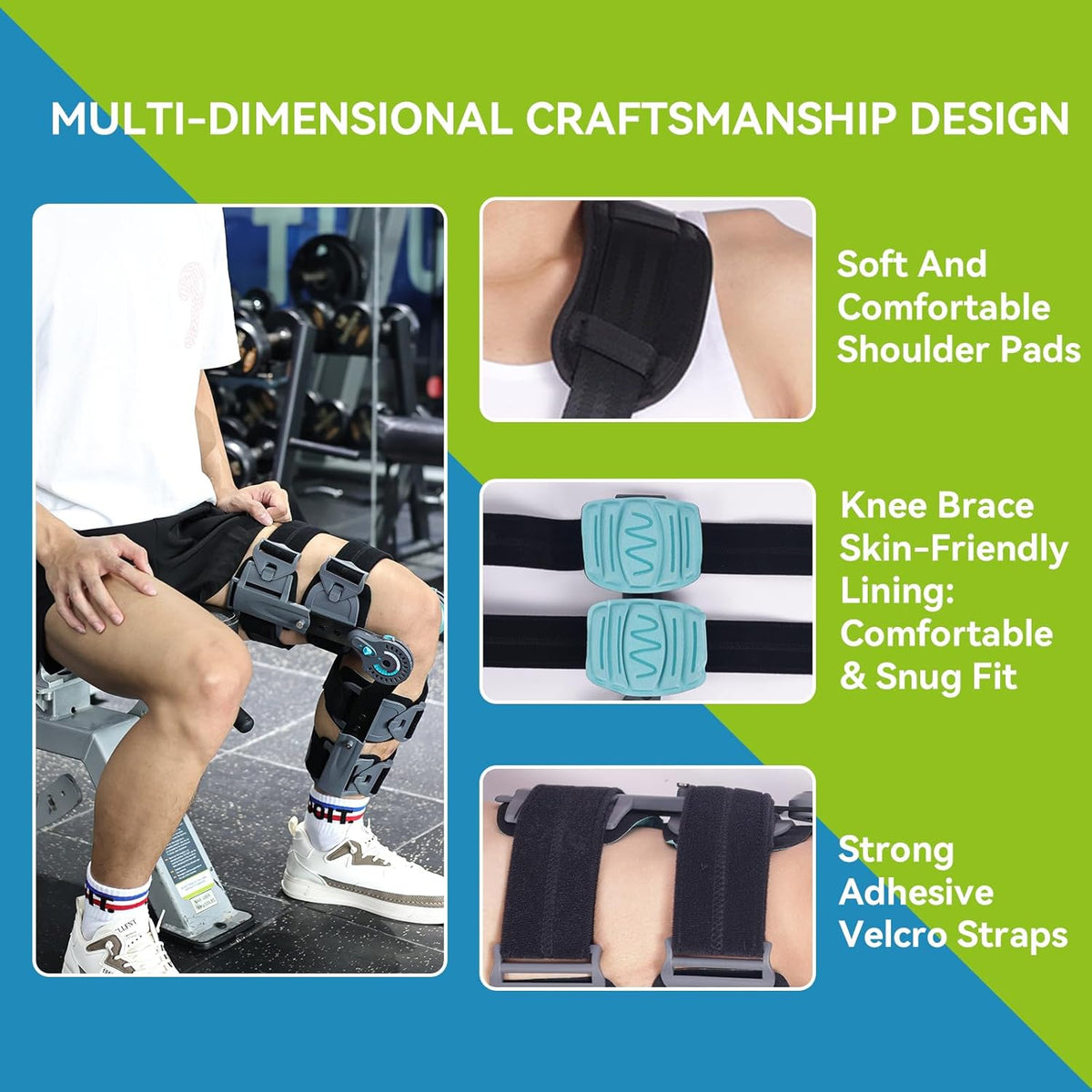 Komzer Hinged Knee Brace, Post Op ROM Immobilizer Orthopedic Rehabilitation Brace for ACL, MCL, Meniscus Tear Recovery and Adjustable Stabilizer for Men & Women, Universal Fit Stabilizer for Left/Right Leg