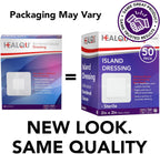 HEALQU Bordered Gauze Island Dressing - 50 Count, 2" x 2" Sterile Individually Wrapped Gauze Pads with Water-Resistant, Non-Woven Backing - Soft and Breathable Wound Dressing for First Aid and Medical