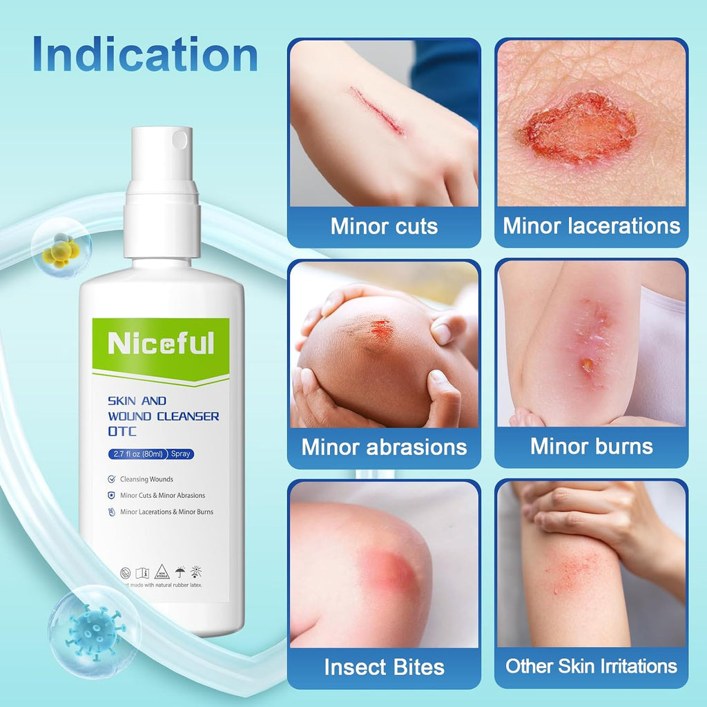 First Aid Antiseptic Spray Sting-Free Wound Cleanser 2.7fl oz(Pack of 2) | Kill 99% Germs, for Minor Cuts, Scrapes, Piercing Aftercare, Burns, Tattoos, for Sensitive Skin and Eczema, Odorless