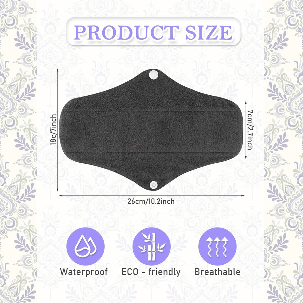 PHOGARY 7 Pieces Reusable Menstrual Pads, Washable Night Pads for Abundant Menstrual Flow, Washable Night Pads for Abundant Menstrual Flow