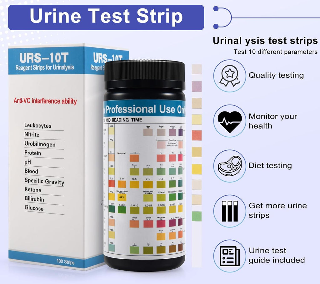 Urinalysis Test Strips, Urine Test Strips, 10 Parameter Urine Strips, Accurate Results, Urinalysis Home Testing Stick Kit to Help Monitor Your Health, Urine Strips DipstickTests - 100 Strips