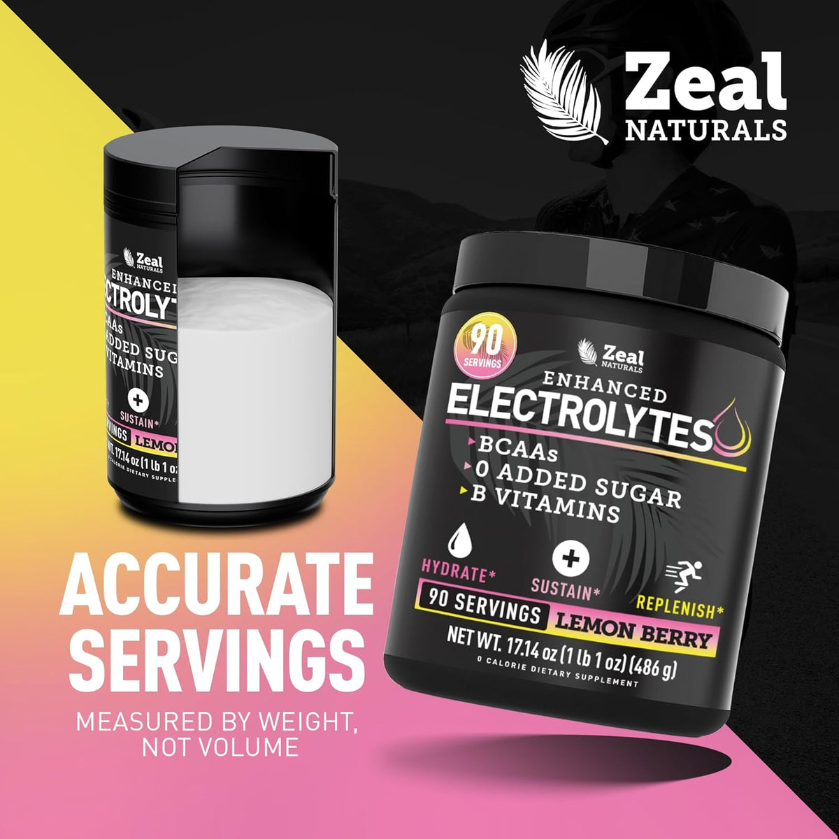 Zeal Naturals Electrolyte Powder - 90 Servings | Keto Electrolytes Powder | Zero Sugar, BCAAs, B-Vitamins | Potassium, Zinc, Magnesium | Hydration Powder Recovery Drink | Lemon Berry
