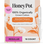 The Honey Pot Company - 100% Organic Cotton Tampons - Regular Absorbency | Multipack - Tampons w/BPA Free Plastic Applicator - Unscented - Without Fragrances or Chlorine - Feminine Care - 54ct
