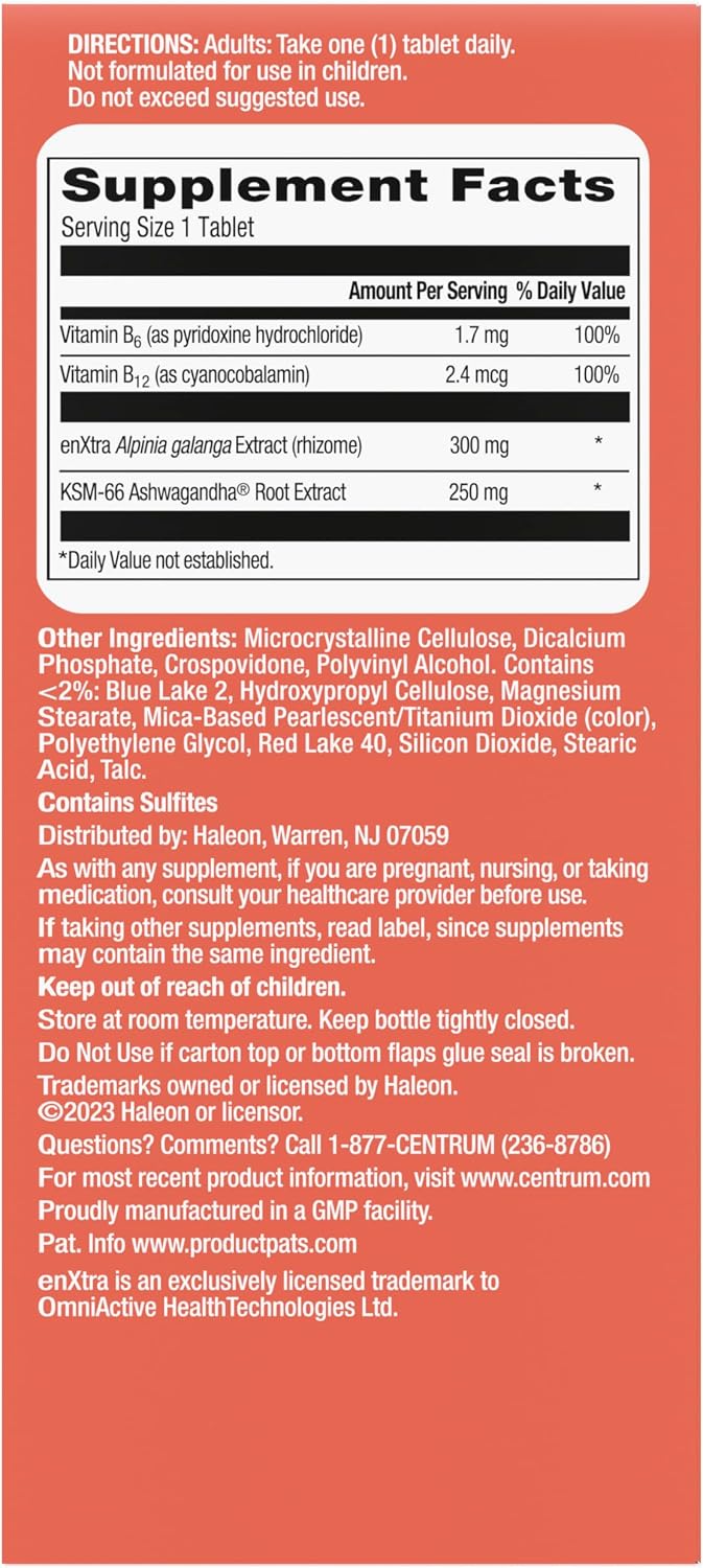 Centrum Clear Mind and Calm Mood Menopause Support Tablets, 30 Count | Powered by Clinically Studied Ingredients to Help Support Relief From the Disruptive Symptoms of Menopause, GLP-1 Support