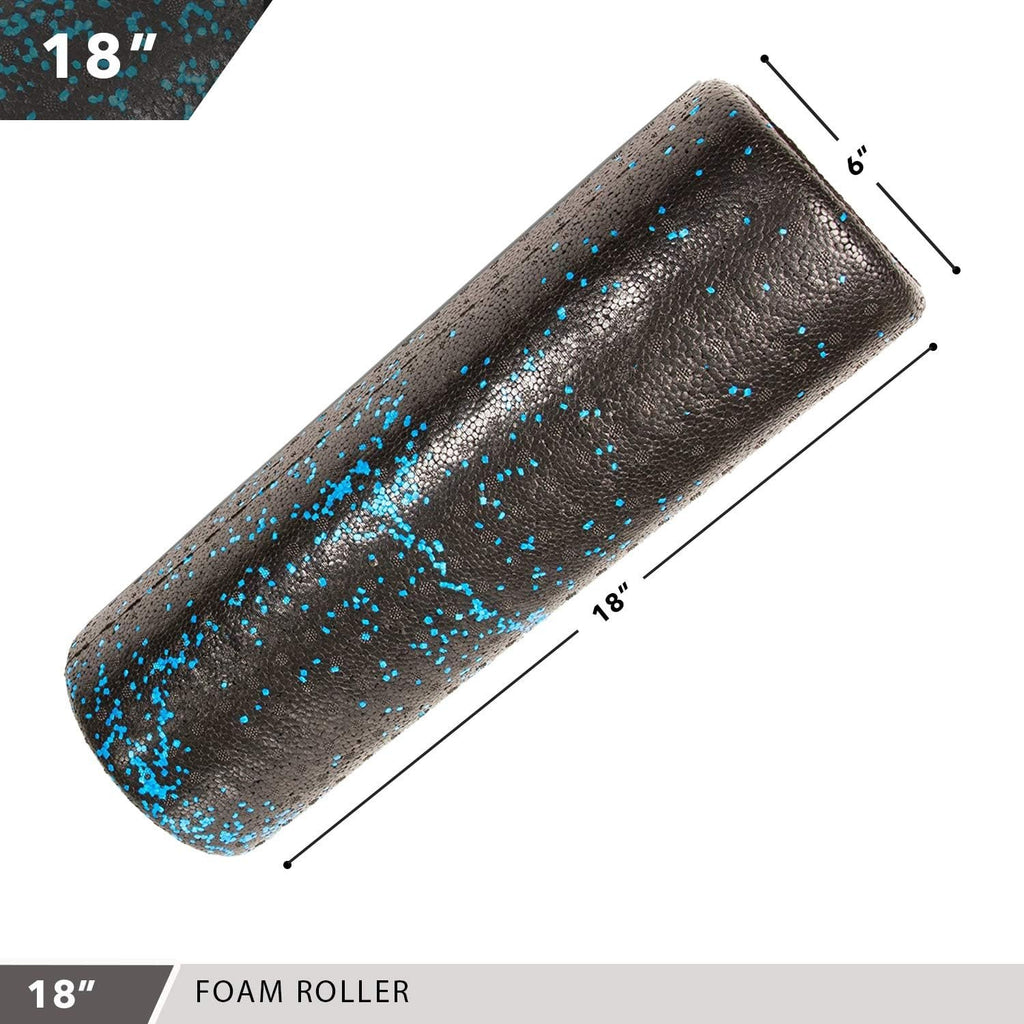Day 1 Fitness High Density Muscle Foam Rollers - Sports Massage Rollers for Stretching, Physical Therapy, Deep Tissue, Myofascial Release - Ideal for Exercise and Pain Relief - Speckled Blue, 12”