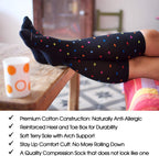 Cotton Compression Socks, 15–20 mmHg Graduated Support, Knee-High Medical Compression (Black Stripes M/L)