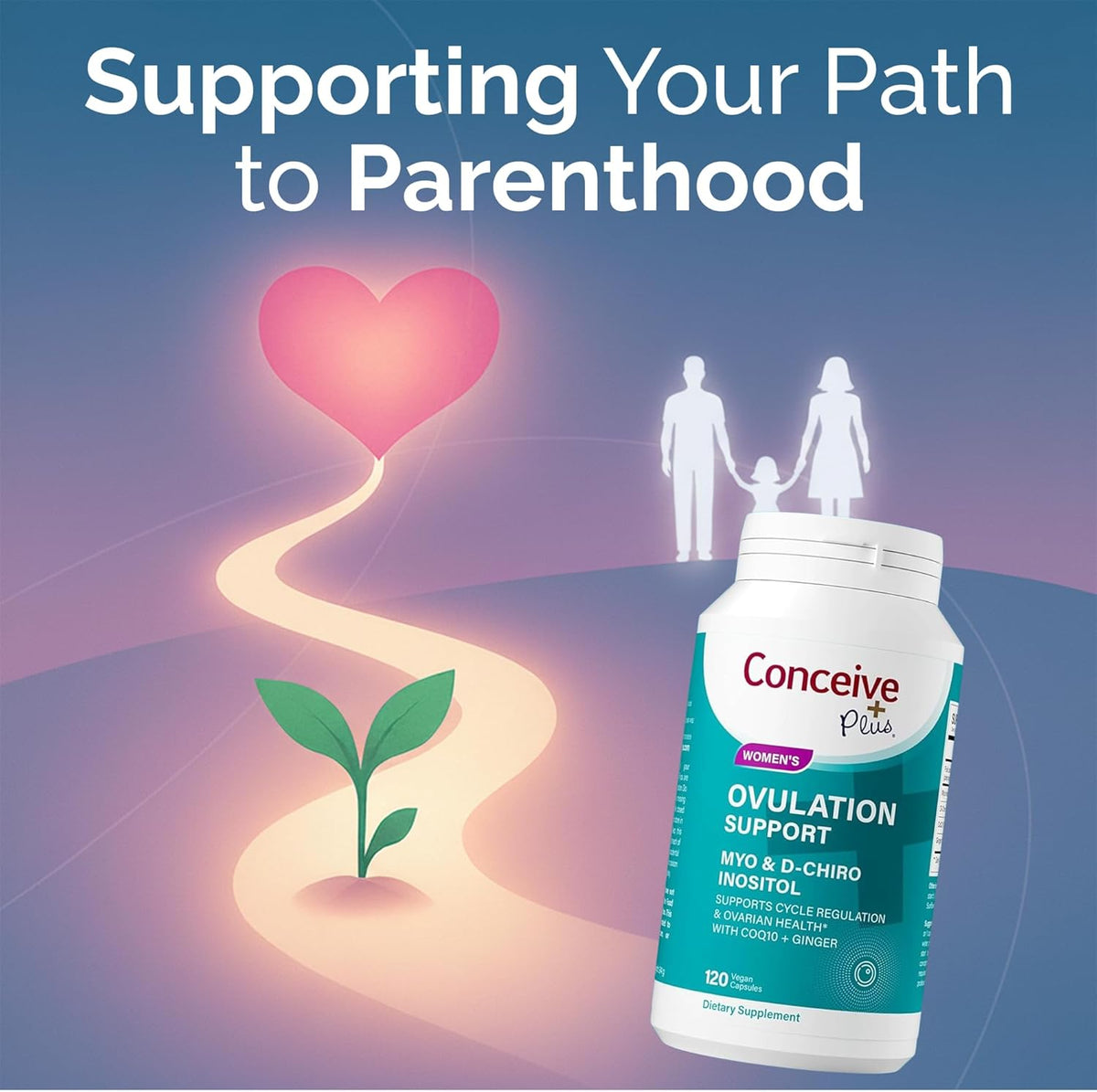 Conceive Plus Ovulation Support - PCOS Supplement for Fertility, Myo-Inositol & D-Chiro Inositol, Folic Acid, Ginger & CoQ10 - Multivitamin - Hormone Balance for Women - 120 Soft Capsules