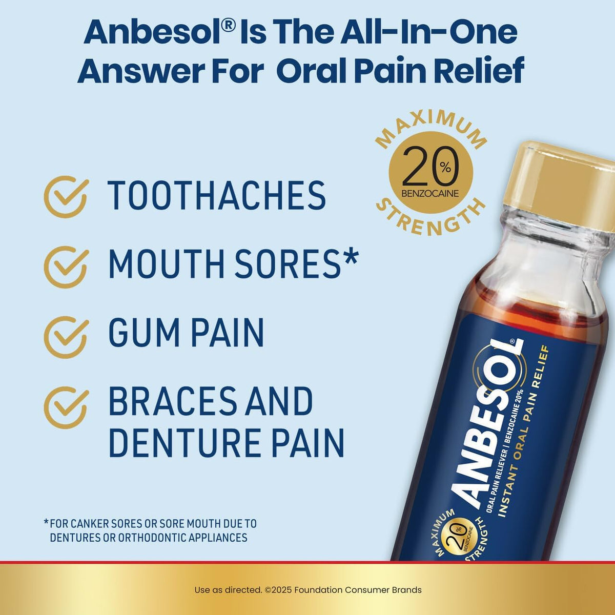 Anbesol Maximum Strength Liquid Oral Pain Reliever, 0.41 fl oz