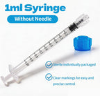 30 Pack 1mL Luer Lock Syringes without Needle - Sterile & Individually Wrapped, 1cc Syringe with Cap, Industrial & Lab Use