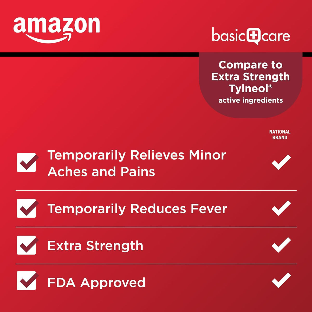 Amazon Basic Care Extra Strength Pain Relief, Acetaminophen Caplets, 500 mg, Pain Reliever and Fever Reducer for Headache, Backache, Arthritis Pain, Menstrual Cramps, 1000 Count (Packaging may vary)