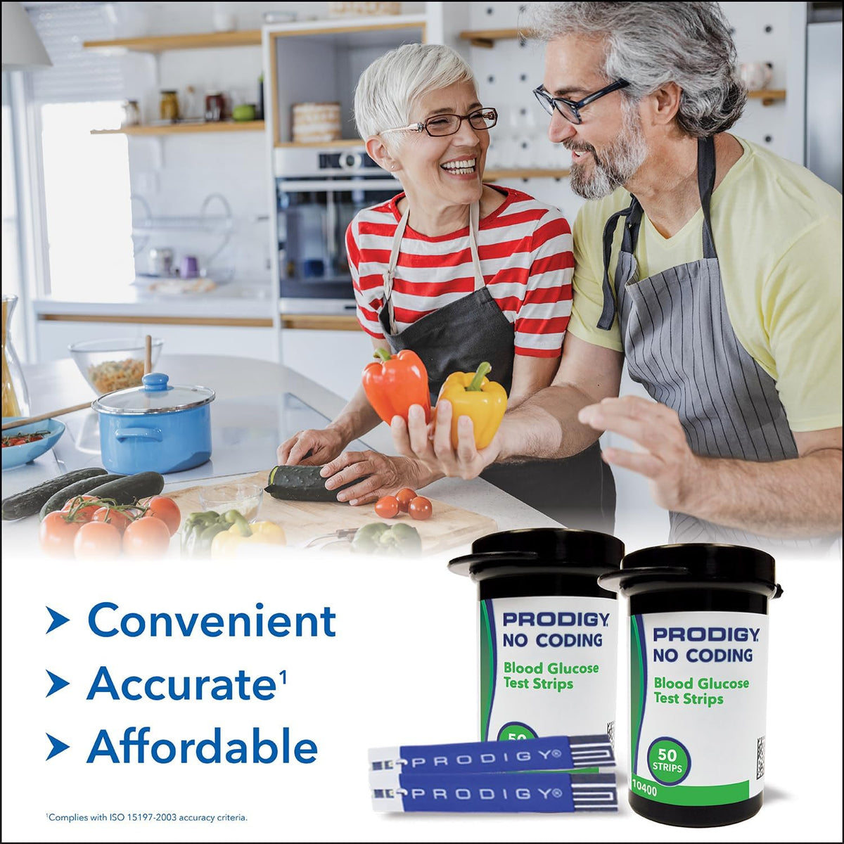 PRODIGY 10400 No Coding Blood Glucose Test Strips for Diabetes, Box of 50 Strips, Compatible with PRODIGY AutoCode, Pocket & Voice Blood Glucose Monitoring Systems
