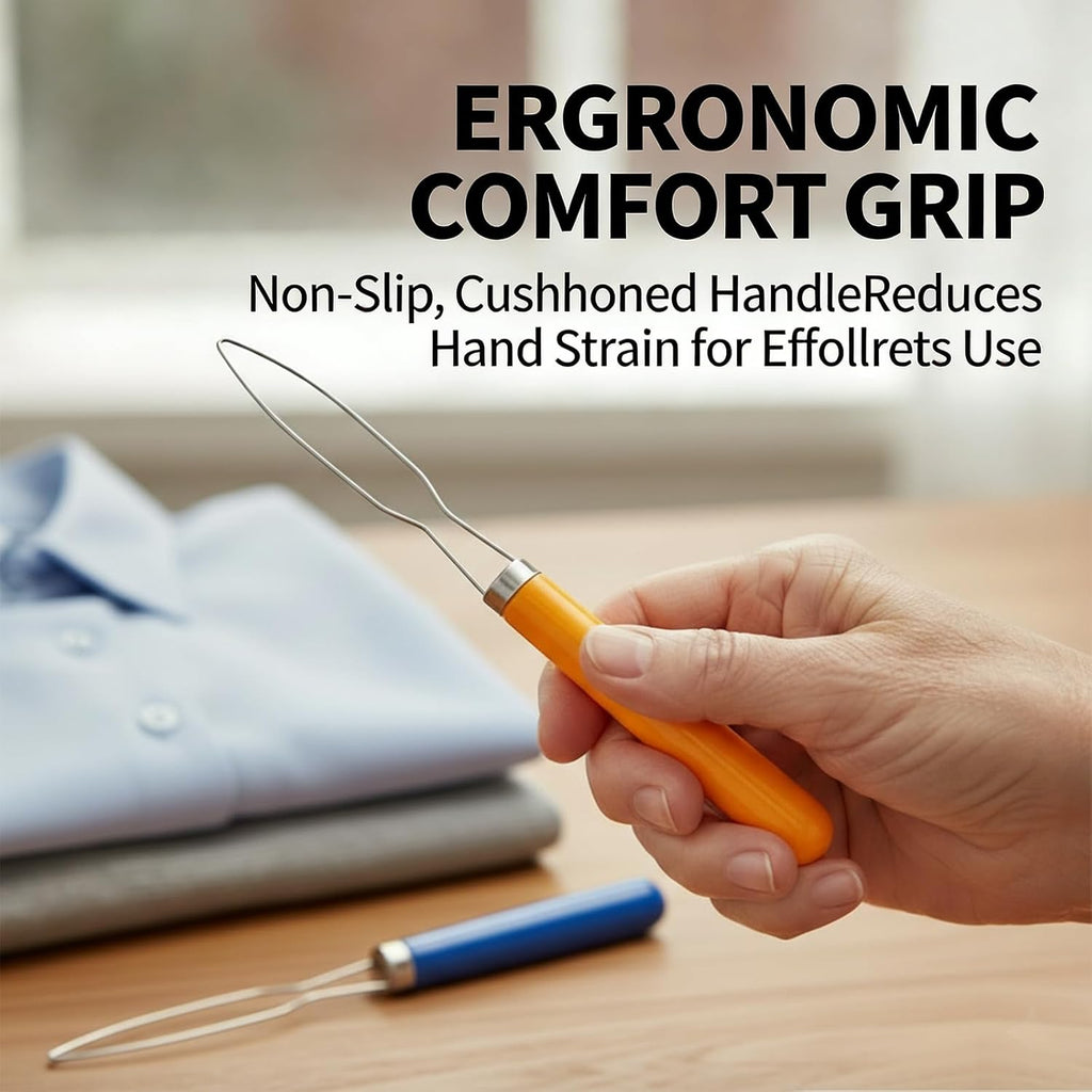 2 Pcs Button Hook Dressing Aid with Comfort Grip Handle - One Hand Button Helper for Arthritis, Seniors & Independent Living (Random Colors)