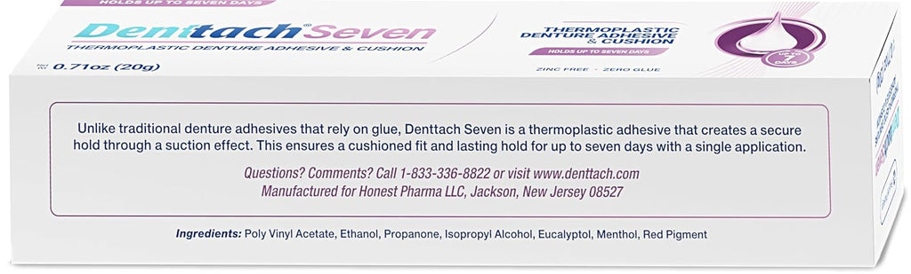 Denttach Seven Denture Adhesive, Thermoplastic Denture Adhesive Up to 7 Days, Extra Strong Waterproof, Secure Denture Grip & Cushion, Refit, Reliner for Upper & Lower Dentures, Comfortable, Zinc Free