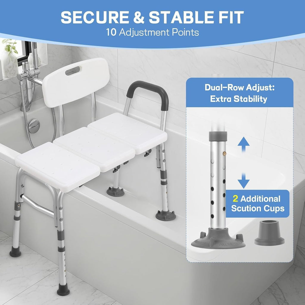 TABEKE Tub Transfer Bench & Shower Chair for Bathtub, Elderly & Disabled