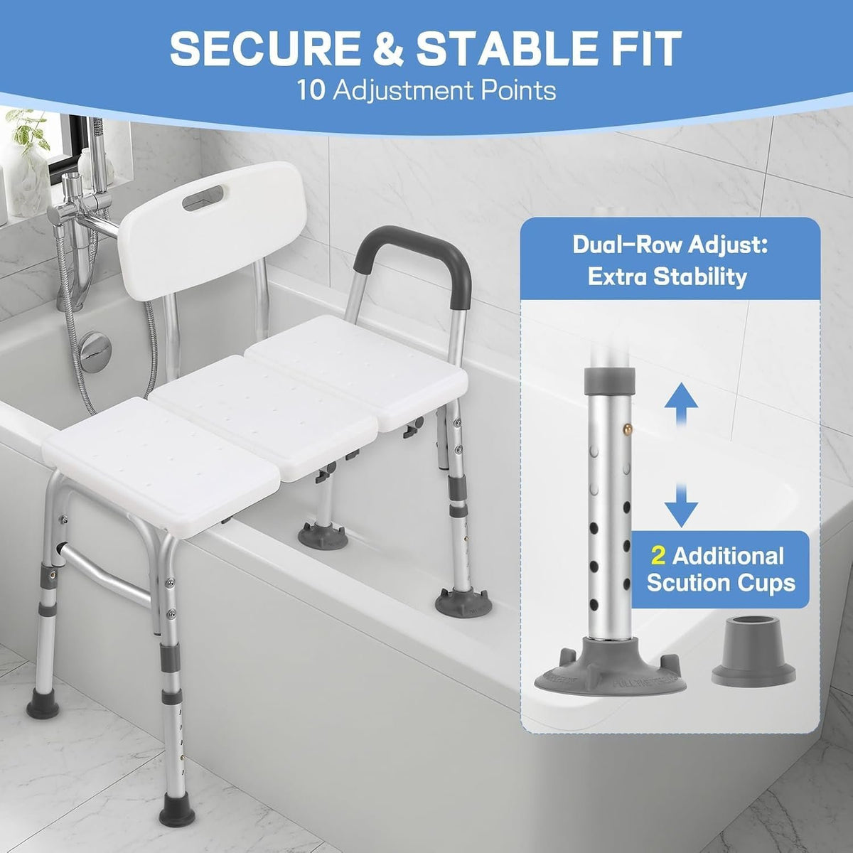 TABEKE Tub Transfer Bench & Shower Chair for Bathtub, Elderly & Disabled