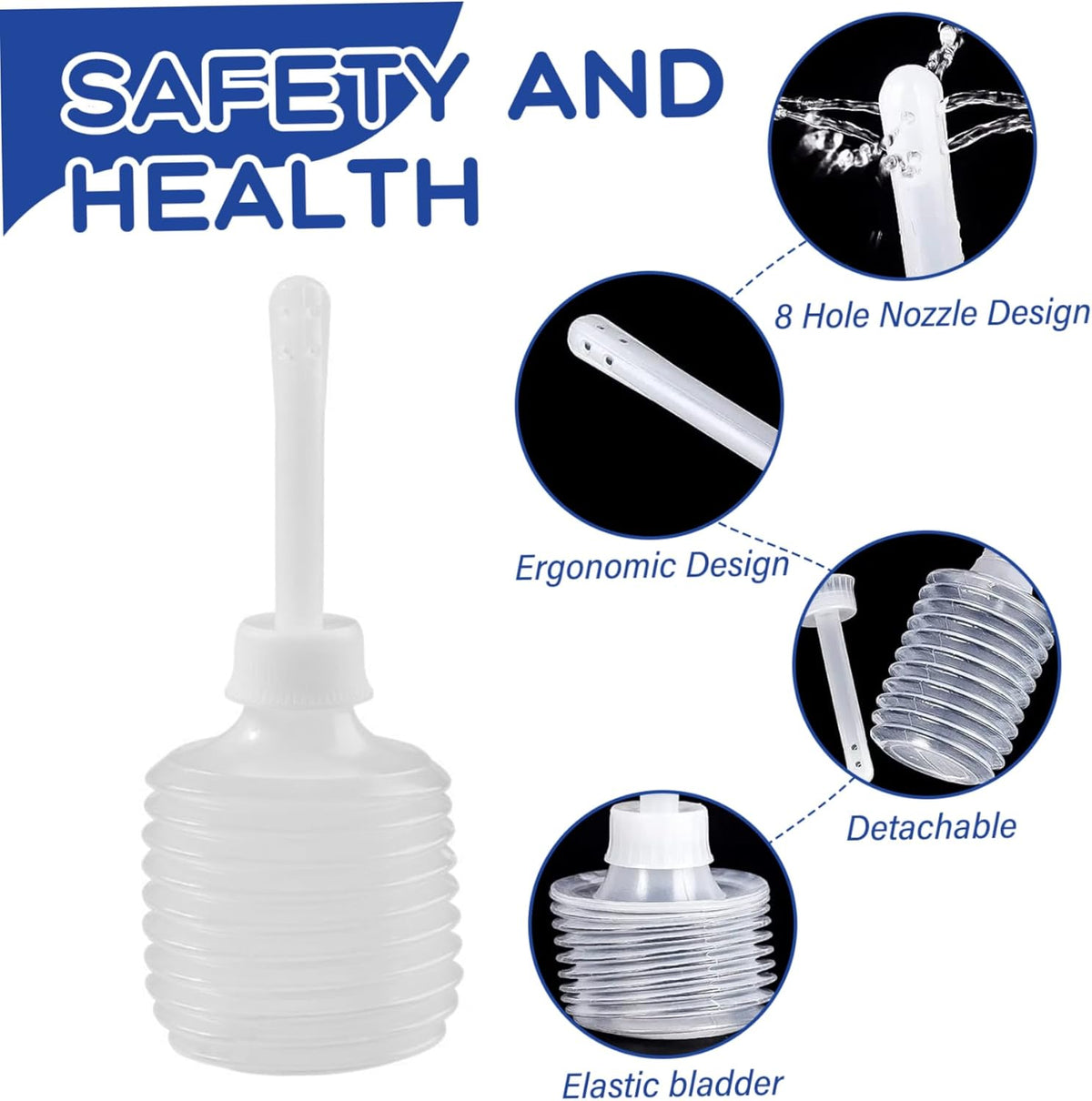 12 Pcs Vaginal Shower Bottles for Women 50/150/180ml Disposable Applicator with 8 Holes Flexible and Eco-Friendly Butt Cleaner for Men Women