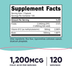 Nutricost Folic Acid for Women (Vitamin B9) 1200 mcg, 120 Capsules, with B12 and Biotin, Veggie Caps, Non-GMO & Gluten Free