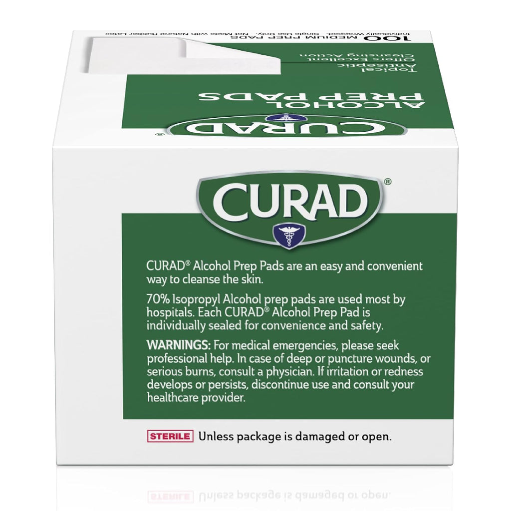 Curad, Alcohol Prep Pads, Medium Isopropyl Alcohol Wipes Individually Wrapped, 400 Count