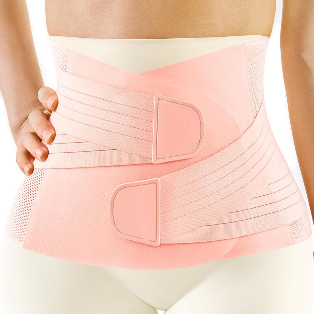 FREETOO Postpartum Belly Band Wrap for Women,Abdominal Binder Post Surgery | for Natural Delivery,C Section Belly Binder Post Partum,Stomach Binder with Adjustable Compression,with Back Support