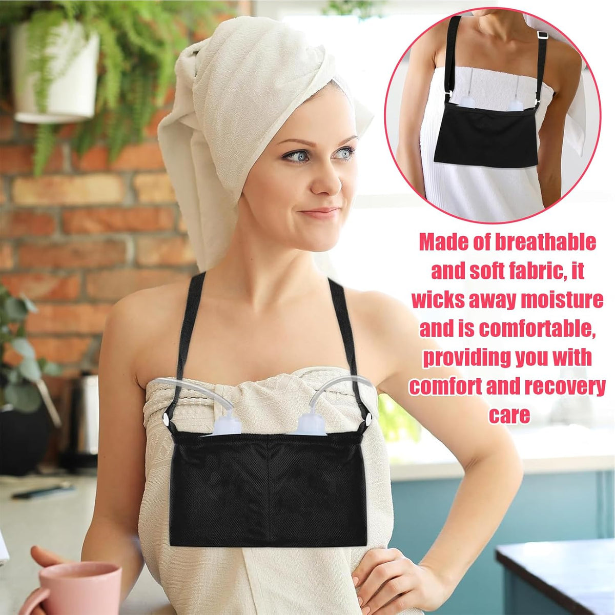 Tummy Drain Bottle Holder, Post Surgery Drain Bag Holder for Breast Surgery Adjustable Comfortable Breathable Great for Post-Surgery Care Includes 2 Bags
