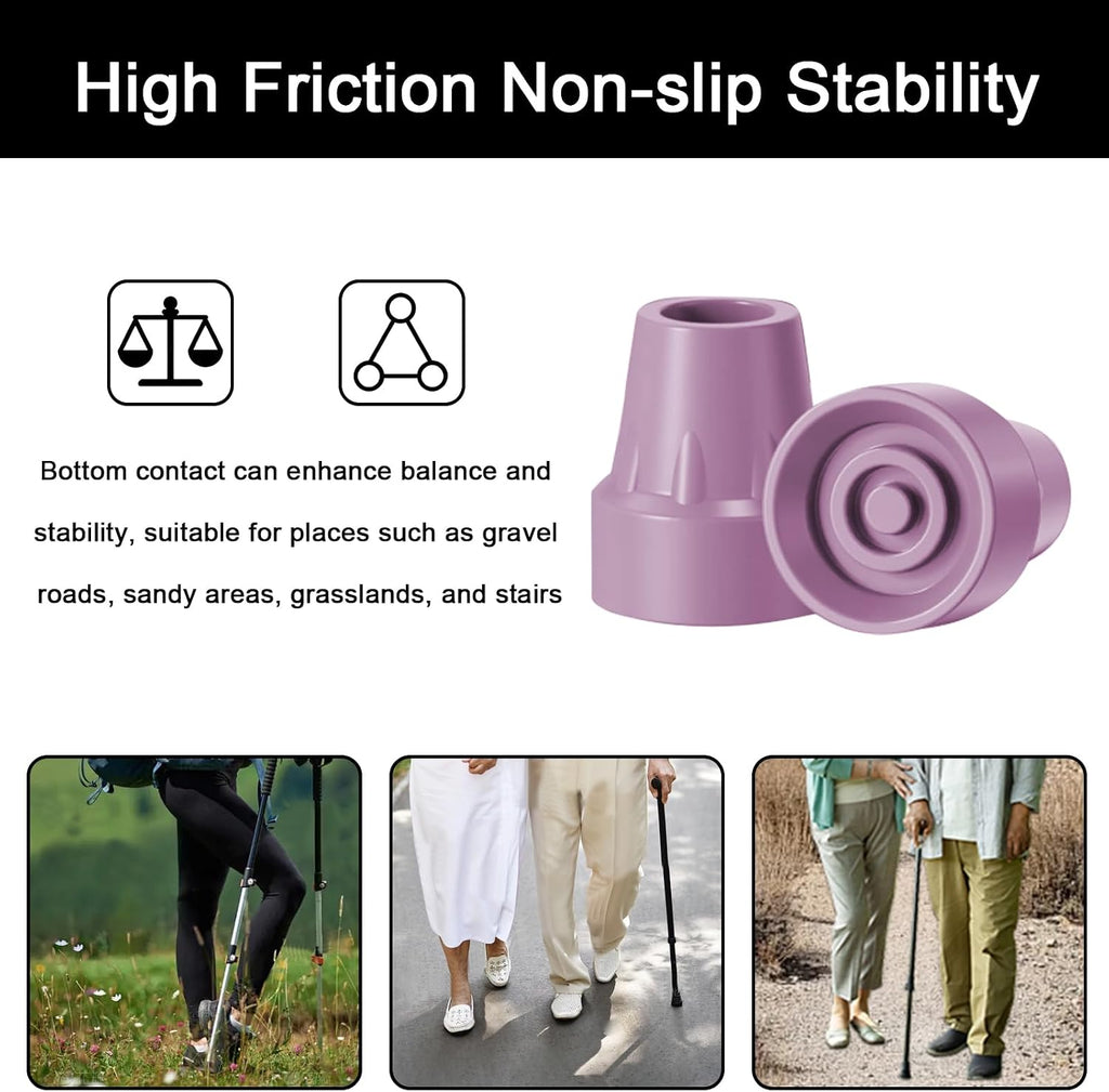 4 Pack Replacement Rubber Cane Tips 3/4 Inch Heavy Duty Rubber Crutch Tips Non Slip Walker Tips for Walkers Commodes Shower Chairs Canes Leg (Pink)