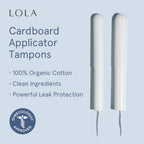LOLA 100% Organic Cotton Tampons with Cardboard Applicator, Regular