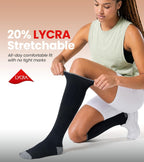 Benirap Breathable Compression Socks for Women Men, 15-20 mmHg Knee High Circulation for Travel, Flying, Athletic, 2 pairs