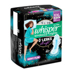 Whisper Bindazzz Nights 44 XXL Sanitary Pads, Upto 0% Leaks All Night Long, For Heavy Flow, Nearly 40% Longer with Wider Back, Active odor lock so you feel fresh, Disposable Wrapper