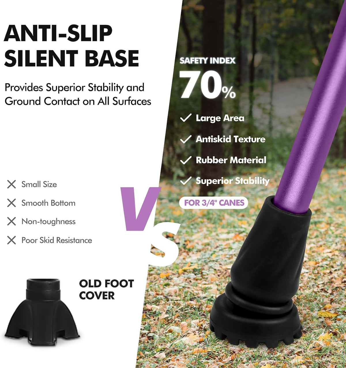 GPTCAMP Offset Walking Cane for Men & Women with Anti-Slip Tip