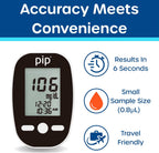 Pip Blood Glucose Monitor Kit - 50 Test Strips, Preloaded Lancets & Case