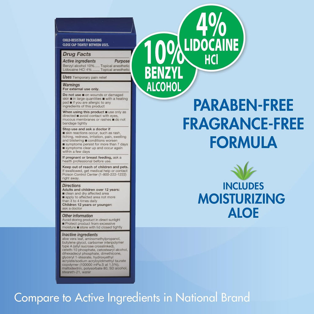 HealthWise Lidocaine Plus+ Cream | Numbs Away Pain | | Non-Greasy | 3.0 Oz | 4% OTC Lidocaine + 10% Benzyl Alcohol | Topical Anesthetic
