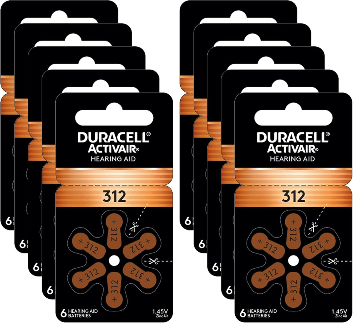 Duracell Hearing Aid Batteries Size 312, 60 Count (Pack of 1) batteries