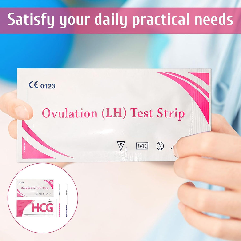 Pregnancy Test Strips, Ovulation Test Strips, Easy at Home Ovulation Strips, 40 LH + 10 HCG Fertility Tests, Ovulation and Pregnancy Test Strip, Early Detection Hygienic Home Testing Combo Kit
