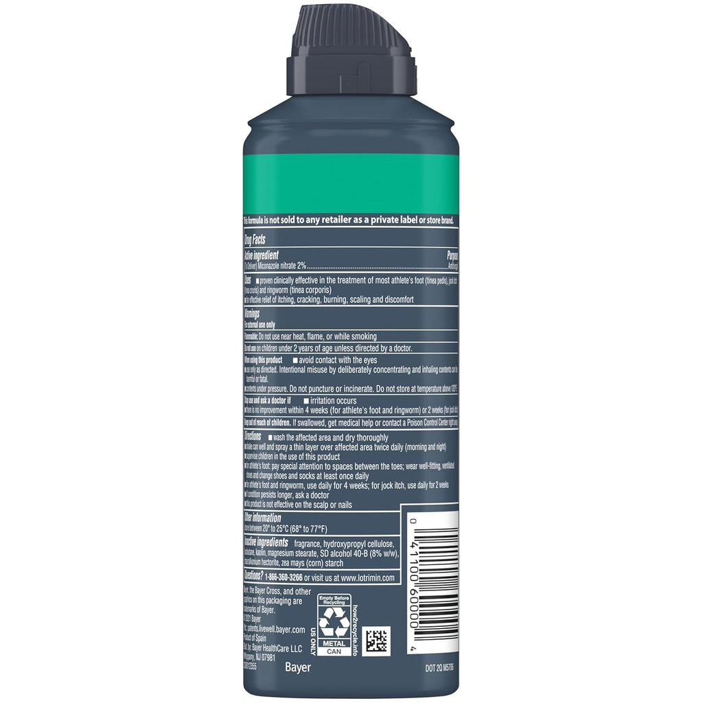 Lotrimin Medicated Deodorant Powder Spray with Miconazole Nitrate 2%, 4.6 oz (Pack of 3)