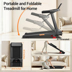 16% Incline Treadmill with Handle,Foldable Treadmills for Home