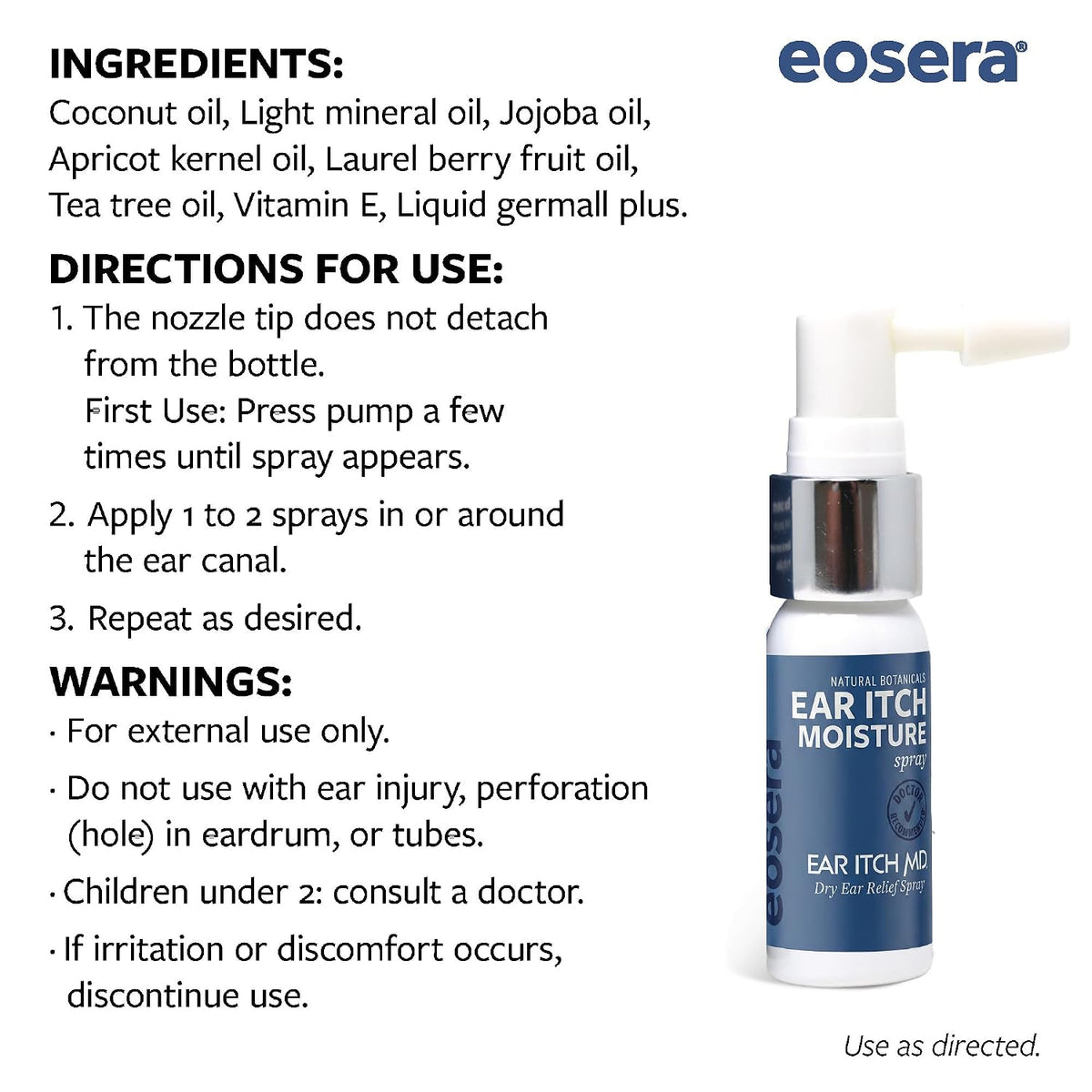 eosera Ear Itch MD Dry Ear Relief Oil Spray - 17 mL Soothes Dry, Itchy Ears