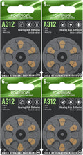 POWEROWL Hearing Aid Batteries Size 312, Long Lasting 312A Battery, 24 Count