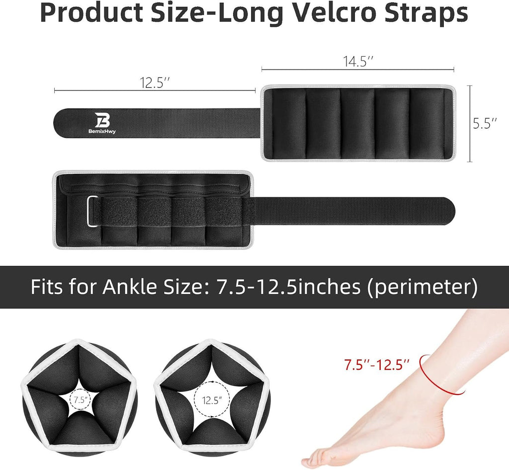 Adjustable Ankle Weights Set 1 Pair 2-10 lbs, Comfortable Leg Weights for Walking, Running, Pilates, Yoga, Home Workout & Physical Therapy
