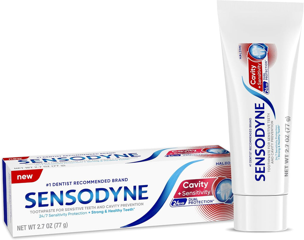 Sensodyne Cavity + Sensitivity Toothpaste, 2.7 oz | Fluoride Toothpaste for Sensitive Teeth and Cavity Protection, Optimized Fluoride Technology To Enhance Remineralization