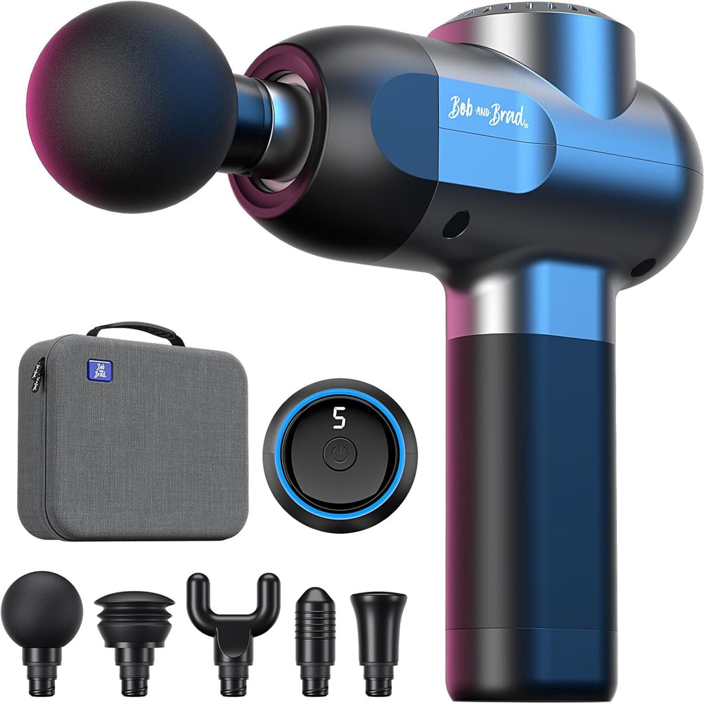 BOB AND BRAD C2 Massage Gun, FSA Eligible & HSA Approved Deep Tissue Percussion Massager Gun, Muscle Massager with 5 Speeds and 5 Heads, Electric Back Massagers for Professional Athletes Home Gym
