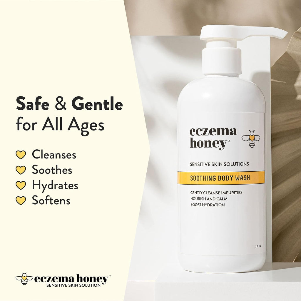 ECZEMA HONEY Soothing Body Wash, Daily Shower Gel & Eczema Care (13 Oz) | Body Cleanser for Eczema reatmenttreatme, Sensitive Skin Body Wash for Adults, Kids, & Babies
