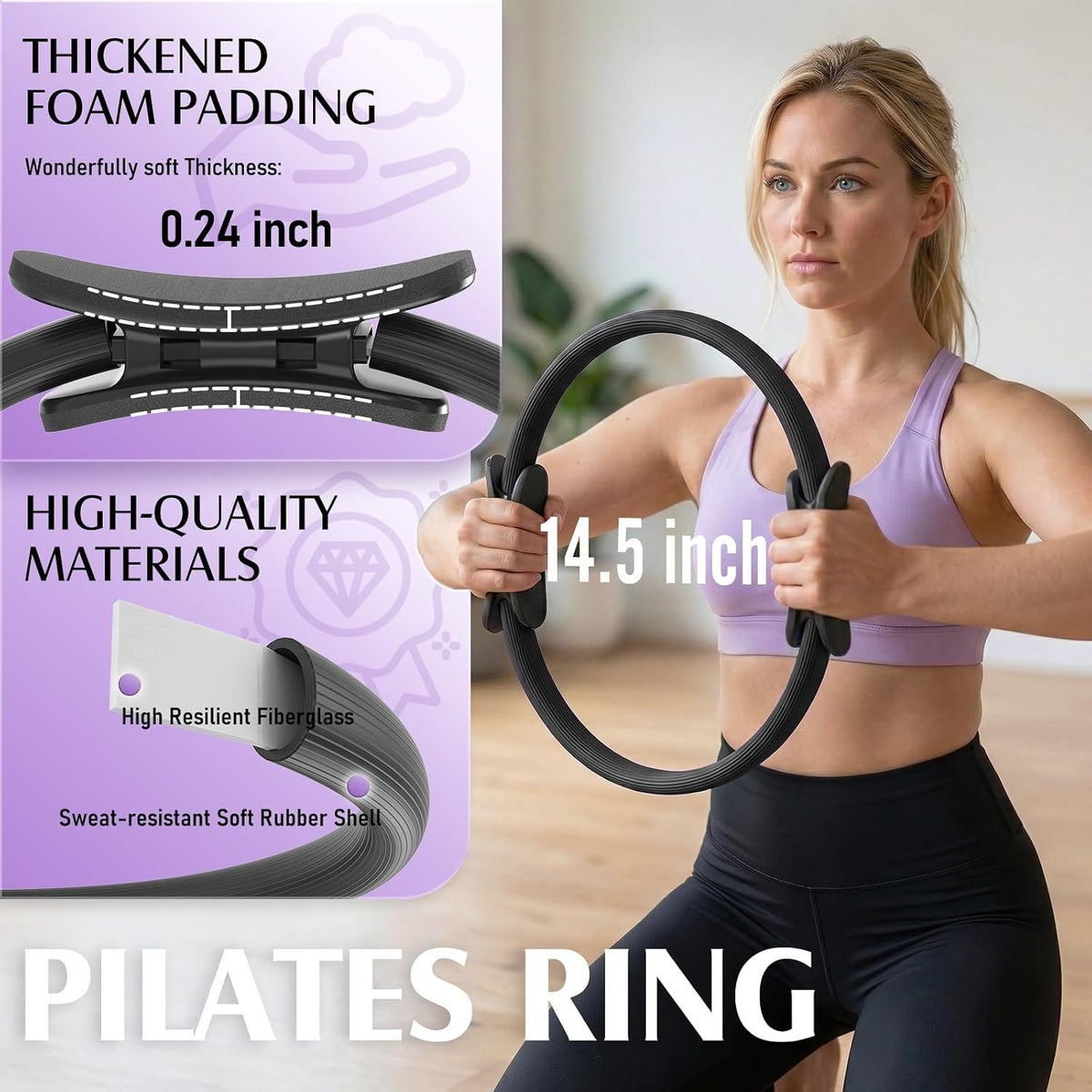 JKSHMYT Pilates Ring, 14.5 inch Magic Circle Pilates Equipment